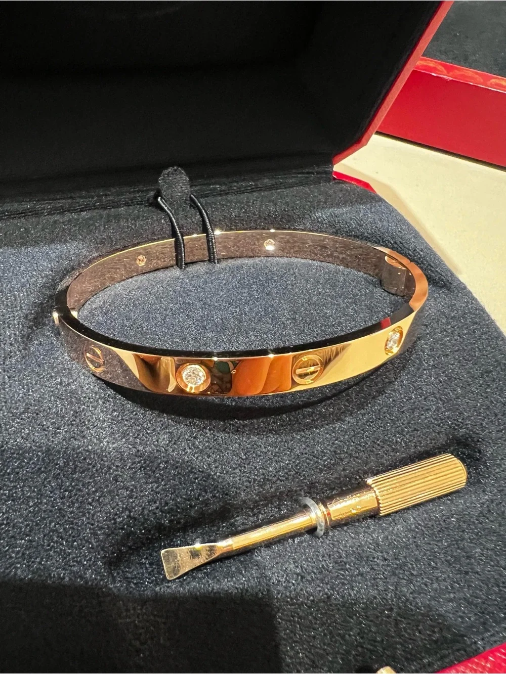 Cartier Love 18K Gold 4 Diamond Bracelet with Screwdriver
